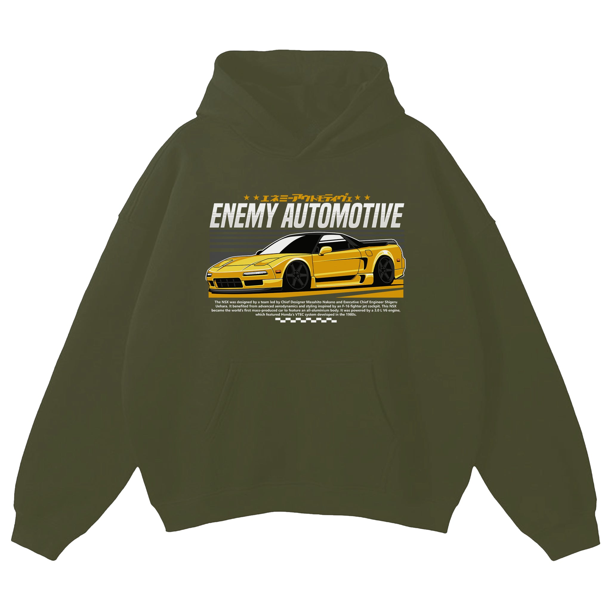 Honda NSX JDM Hoodie Olive Apparel By Enemy