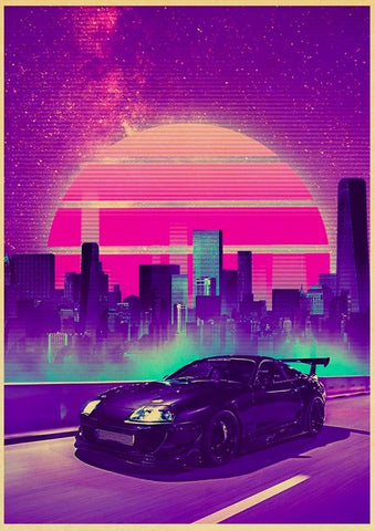 Vaporwave Sunset Supra JDM Car Poster - Apparel By Enemy