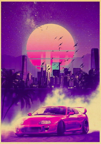 Vaporwave Toyota Supra JDM Car Poster - Apparel By Enemy