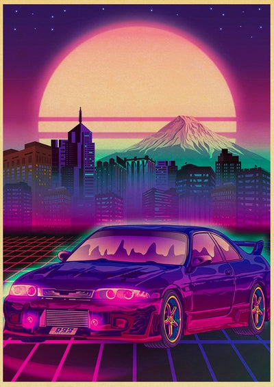 Vaporwave Nissan GTR R33 JDM Car Poster - Apparel By Enemy