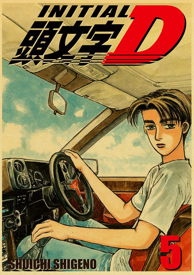 Initial D Toyota Anime Takumi Fujiwara Driving Car Poster - Apparel By Enemy
