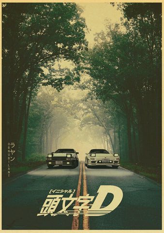 Initial D Anime Toyota AE86 & Mazda RX7 FD Car Poster - Apparel By Enemy