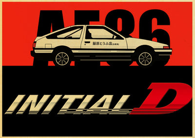 Initial D Anime Toyota AE86 Car Poster - Apparel By Enemy